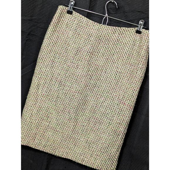 TALBOTS! NUBBY TWEED WEAVE! B & W W/SALMON & MINT SKIRT! SZ 8 - Picture 1 of 6